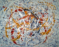 Pollock Hommage rot gelb blau weiss - Blue Moon - Pollock Hommage red yellow blue white